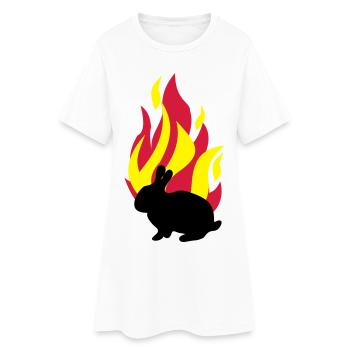 Bunny with fire - Women’s T-Shirt Dress - white - Front