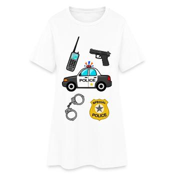 Police, police, flic, voiture de police de flic, officier - Robe T-shirt Femme - blanc - Devant