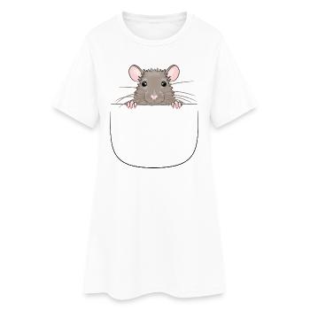 La souris de la poche a l’air curieuse - Robe T-shirt Femme - blanc - Devant