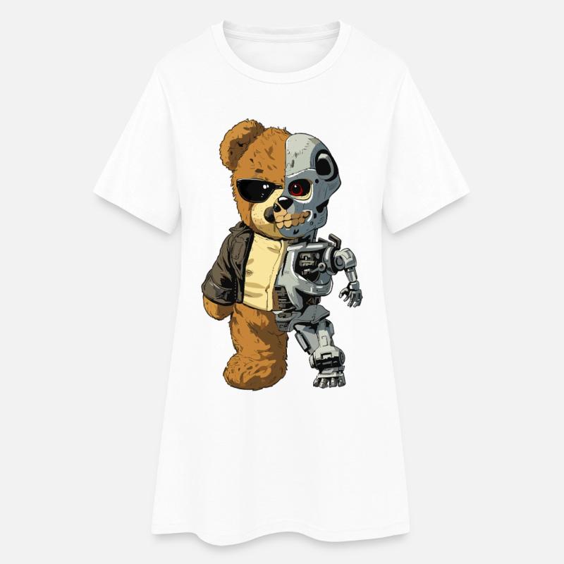Bear Robot Cyborg - Women’s T-Shirt Dress - white