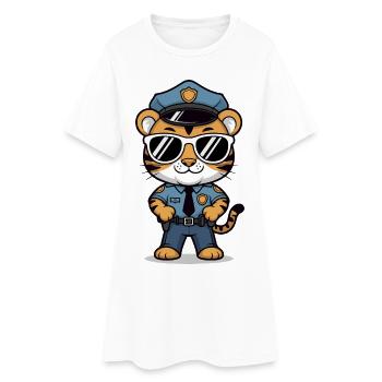 Tiger Polizist Sonnenbrille - Frauen T-Shirt-Kleid - Weiß - Vorne