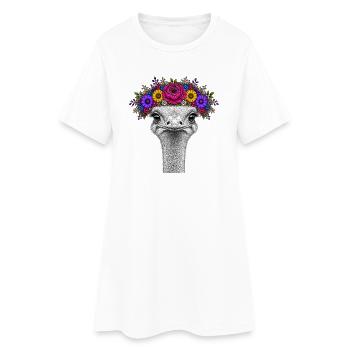 Bouquet avec une couronne de fleurs colorée - Robe T-shirt Femme - blanc - Devant