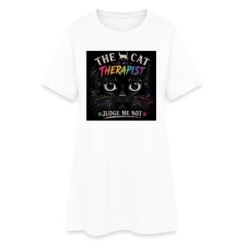 Thérapie par chats : Le chat est mon thérapeute - Robe T-shirt Femme - blanc - Devant