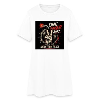 A finger's breadth from peace - Women’s T-Shirt Dress - white - Front