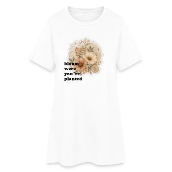 Blumenzeit Vintage Bouquet - Frauen T-Shirt-Kleid - Weiß - Vorne