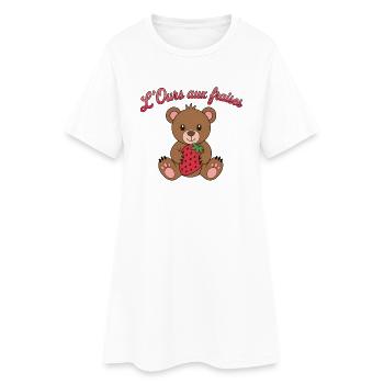 L'ours aux fraises - Robe T-shirt Femme - blanc - Devant