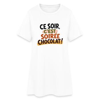 Ce soir, c'est soirée chocolat ! - Robe T-shirt Femme - blanc - Devant
