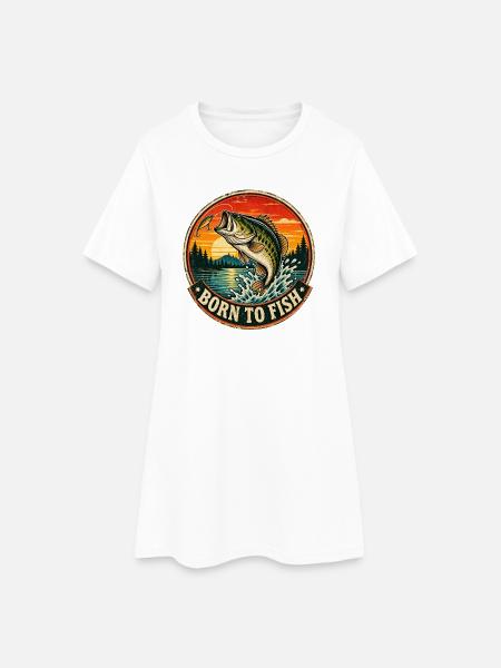 Geboren als Kind des Fischens am Sunset Lake Angler - Frauen T-Shirt-Kleid - Weiß