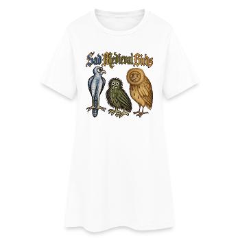 Traurige mittelalterliche Vögel - Frauen T-Shirt-Kleid - Weiß - Vorne