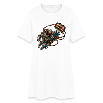 KOSMISCHER ROCKER | Mixtape - Frauen T-Shirt-Kleid - Weiß - Vorne