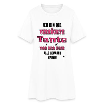 Verrückte Tante - Frauen T-Shirt-Kleid - Weiß - Vorne