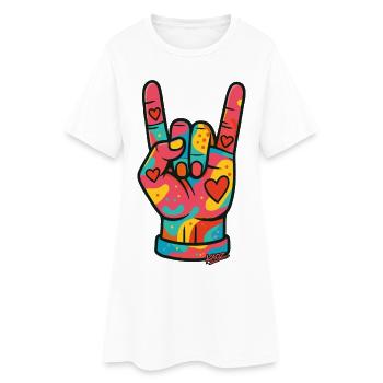 Vivid Heart Rock Hand - Women’s T-Shirt Dress - white - Front