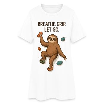Paresseux Zen : Prise Lâche Grimpe - Robe T-shirt Femme - blanc - Devant