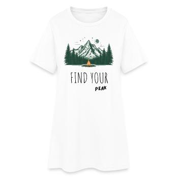 Mondbeschienenes Berglagerfeuer - Frauen T-Shirt-Kleid - Weiß - Vorne