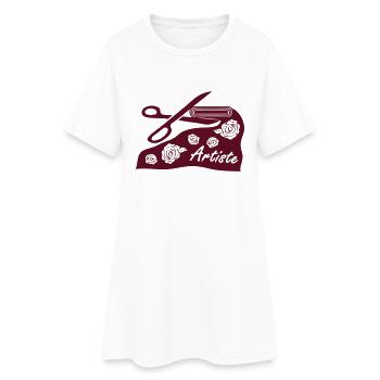 Avec tissu et des ciseaux pour le projet d'art - Robe T-shirt Femme - blanc - Devant