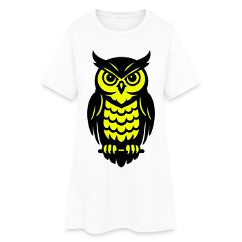Pop Art Eulen Design - Frauen T-Shirt-Kleid - Weiß - Vorne