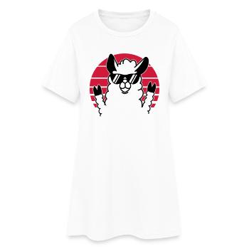 Cool sunglasses - Alpaca – llama funny Lama - Women’s T-Shirt Dress - white - Front