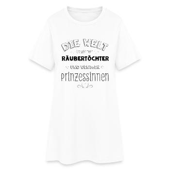 Die Welt braucht mehr Räubertöchter - Frauen T-Shirt-Kleid - Weiß - Vorne