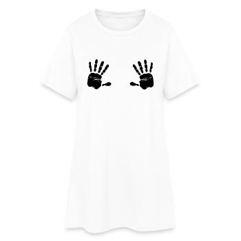 Hände - Frauen T-Shirt-Kleid - Weiß - Vorne