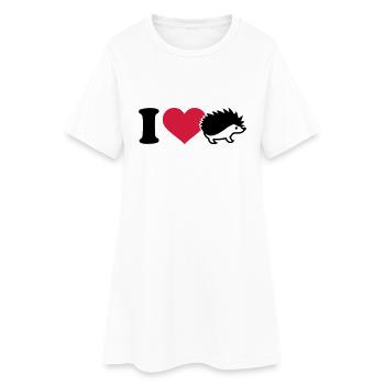 I love Hérisson - Robe T-shirt Femme - blanc - Devant