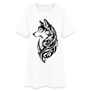Tatouage tribal loup nordique - Robe T-shirt Femme - blanc - Devant