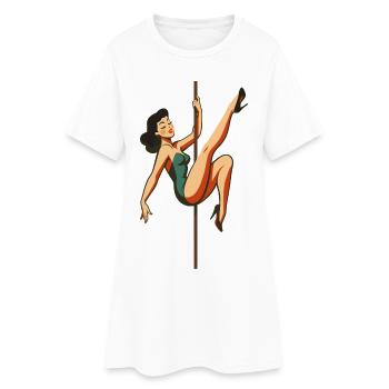 Pole Dance Pole Dancer Cheveux Noir Rétro Années 50 - Robe T-shirt Femme - blanc - Devant