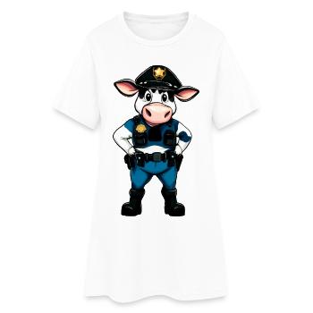 Vache policière - Robe T-shirt Femme - blanc - Devant