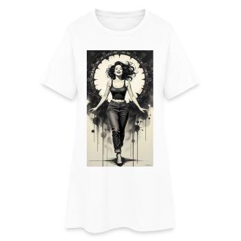 Monochrome Sirene und Iron Halo - Frauen T-Shirt-Kleid - Weiß - Vorne