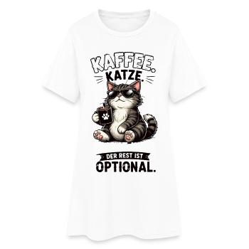 Kaffee Katze Der Rest Ist Optional Lustiger Spruch - Frauen T-Shirt-Kleid - Weiß - Vorne