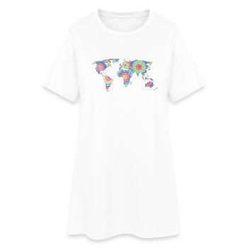 Mandala world map colorful - Women’s T-Shirt Dress - white - Front