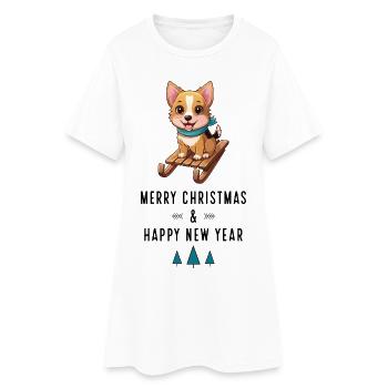 hund zu weihnachten - Frauen T-Shirt-Kleid - Weiß - Vorne