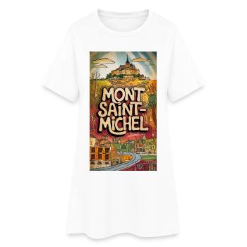 Mont Saint-Michel Horizon Psychédélique France Ville - Robe T-shirt Femme - blanc - Devant