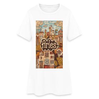 Arles Townscape Dreamscape - Women’s T-Shirt Dress - white - Front