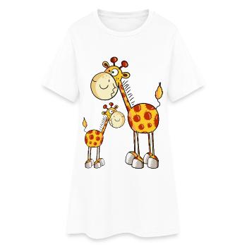 Mum and baby giraffe - Women’s T-Shirt Dress - white - Front