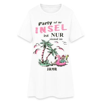 Party Insel - Frauen T-Shirt-Kleid - Weiß - Vorne