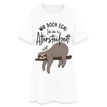 Faultier Mir doch egal Ich bin in Altersteilzeit - Frauen T-Shirt-Kleid - Weiß - Vorne