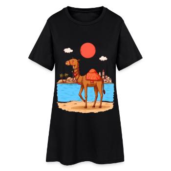 Aventure dans le désert de Tunisie – Chameau et Sahara - Robe T-shirt Femme - noir - Devant
