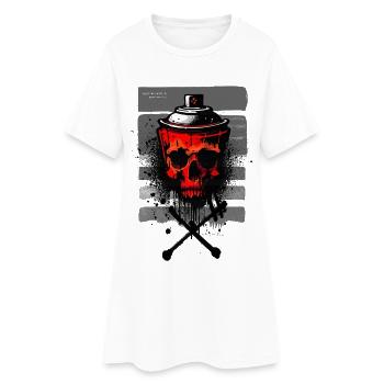 Rotes städtisches Schädelspray - Frauen T-Shirt-Kleid - Weiß - Vorne