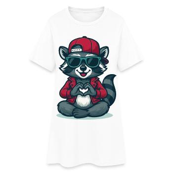 Heart Paw Raccoon Baby - Women’s T-Shirt Dress - white - Front