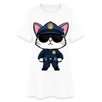 Polizei Katze - Frauen T-Shirt-Kleid - Weiß - Vorne