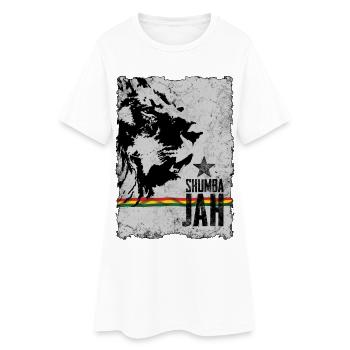 Visage de lion avec drapeau reggae - Robe T-shirt Femme - blanc - Devant