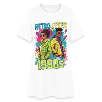 années 90 des années 90 musique coloré fête carnaval costume - Robe T-shirt Femme - blanc - Devant