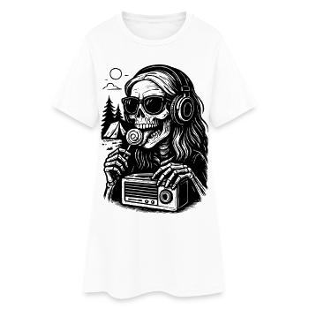Soirée sonore rétro en plein air - Robe T-shirt Femme - blanc - Devant