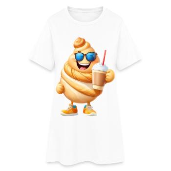 Croissant au café - Robe T-shirt Femme - blanc - Devant