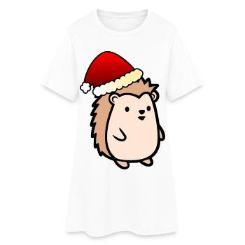Hérisson de Noël du Père Noël - Robe T-shirt Femme - blanc - Devant