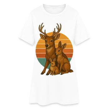 Deer family with rabbit - Women’s T-Shirt Dress - white - Front