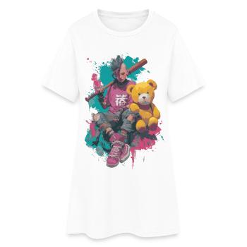 Punk Manga Rebel – Street Art Motif - Robe T-shirt Femme - blanc - Devant