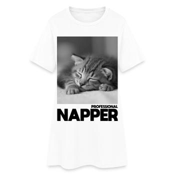 Professional Napper – Sleeping Cat - Women’s T-Shirt Dress - white - Front