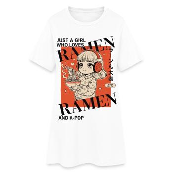Nur ein Mädchen, das Ramen und K-Pop-Anime auf Koreanisch liebt - Frauen T-Shirt-Kleid - Weiß - Vorne