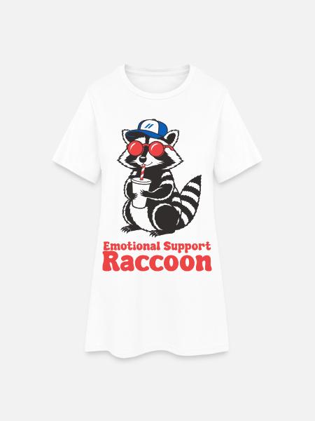 Emotional Support Raccoon - Women’s T-Shirt Dress - white